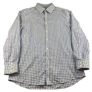 Charles Tyrwhitt Button Shirt Men 17/34 Blue White Extra Slim Fit Check Cotton